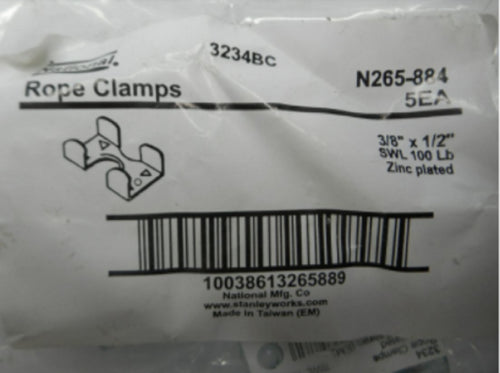 (2) National Zinc Plated Rope Clamps 3/8" x 1/2" N265-884