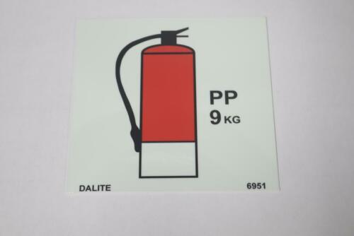 (25-Pk) Dalite Fire Extinguisher Sign 9kg 6-In x 6-In PP 6951