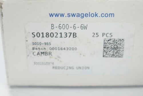 (3-Pk) Swagelok Fractional Tube Socket Weld Union 3/8&quot; B-600-6-6W