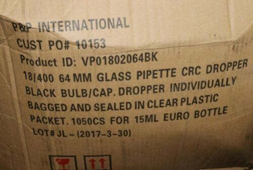 (1500 PK) P&P International Glass Pipette Dropper 8-400 64mm VP01802064BK