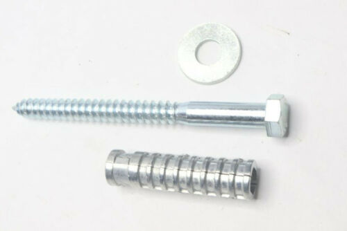 (3-Pk) Hex Lag Screw with 2 Piece Anchor and Washer Zinc 3/4" x 6"
