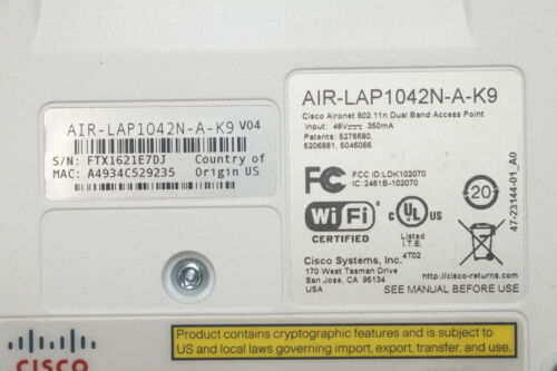 Cisco Wireless Access Point AIR-LAP1042N-A-K9