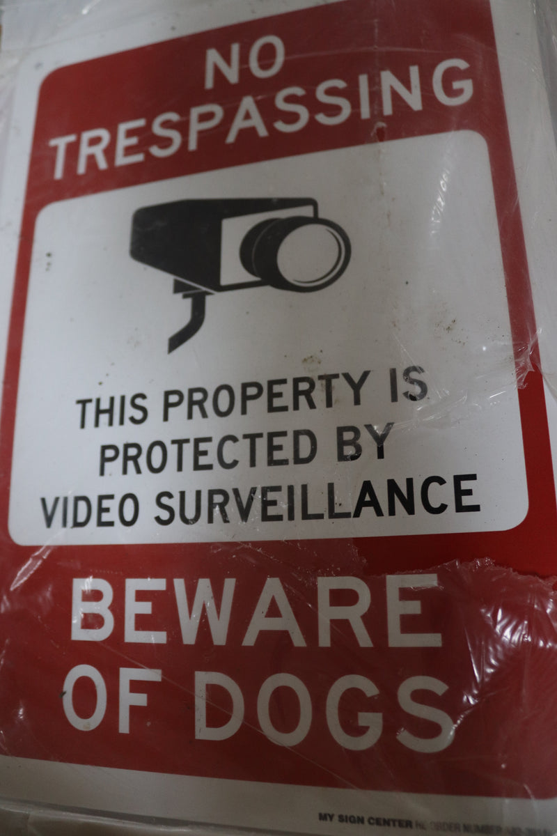 My Sign Center No Trespassing Video Surveillance Beware of Dogs Sign 14" x 10"