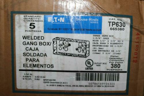 (5-Pk) Eaton Crouse-Hinds Steel 3-Gang Conduit Box Gray TP630