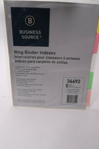 (2-Pk) Business Source Ring Binder Index Dividers Set of 5 Multicolor 36692