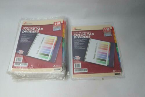 (24-Pk) Skilcraft Tab Binder Index Sheets 1-10 Assorted Colors 8.5 x 11 In