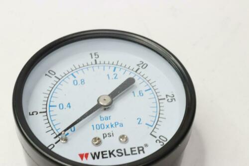 Weksler Pressure Gauge 0-30 PSI 2.5" Dia. x 1/4" NPT UA25A4C