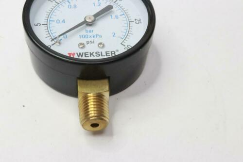 Weksler Pressure Gauge 0-30 PSI 2.5" Dia. x 1/4" NPT UA25A4C