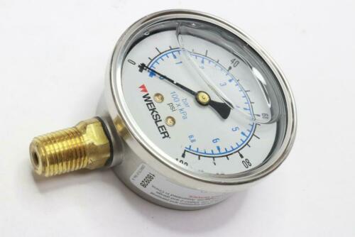 Weksler Liquid Filled All Stainless Steel Gauges 100 kPa 1/4" NPT 006-BY45YPY4LW