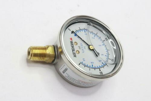 Weksler Liquid Filled All Stainless Steel Gauges 100 kPa 1/4" NPT 006-BY45YPY4LW