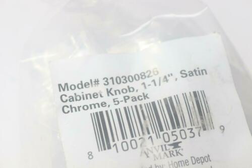 (5-Pk) Anvil Mark Cabinet Knob Satin Chrome 1-1/4'' 310300826