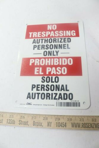 Condor No Trespassing/Prohibido El Paso Safety Sign Aluminum 472W08 4-Pack