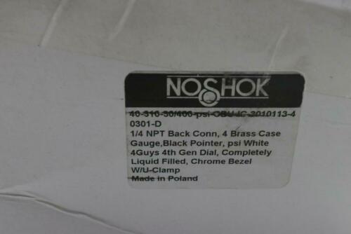 Noshok Back Connection Brass Case Gauge 400 PSI 1/4" NPT x 4" Dia.  40-310-30