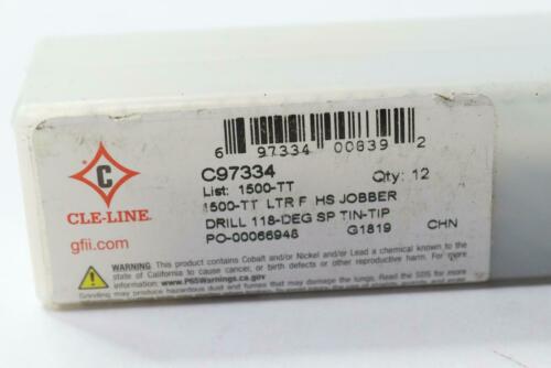 (12-Pk) Cle-Line Letter F HS Jobber Drill 118-Deg Sp Tin-Tip 1500-Tt C97334