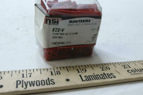 (100-Pk) NSI Industries Vinyl Insulated Butt Splice In Red 22-18 AWG 300V B22-V