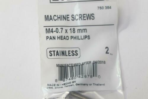 (2-Pk) Everbilt Phillips Pan Head  Machine Screw Stainless Steel M4-0.7 x 18mm