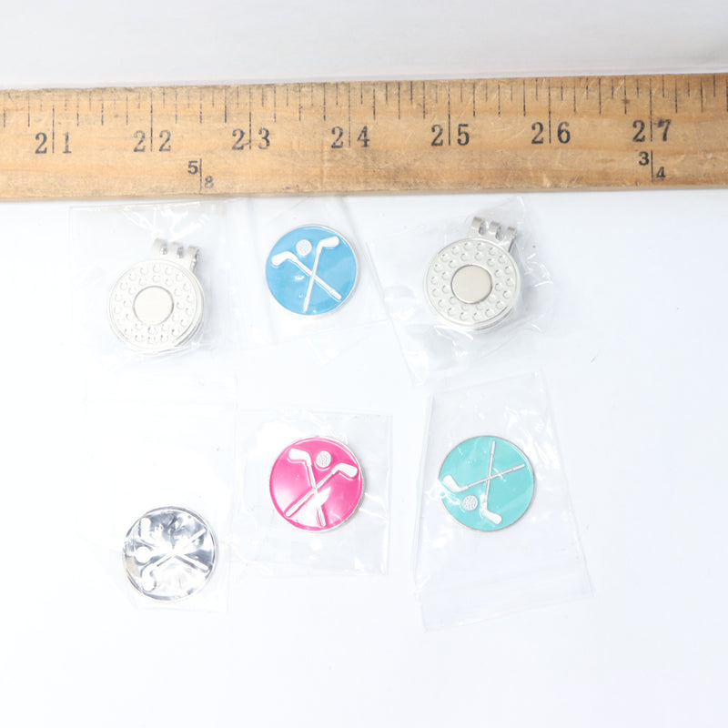 (6-Pk) Golf Ball Markers With Hat Clips Value Sets