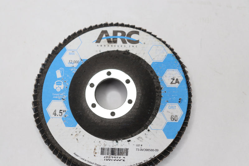 Arc Abrasives Flap Disc Hard Edge 60 Grit Zirconia Alumina 4.5 x 7/8" 1067355