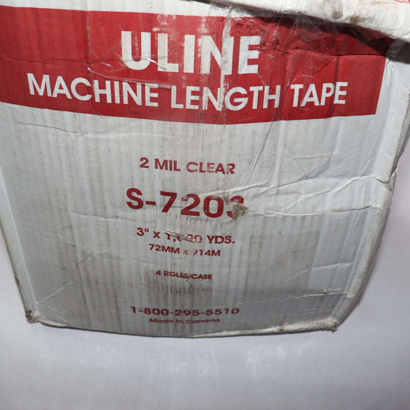 (4-Pk) Uline Machine Length Tape Clear 2 Mil 3" x 1000 Yds S-7203