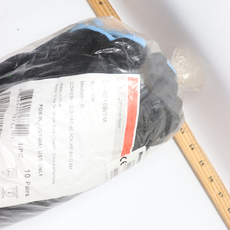 (10-Pairs) Honeywell Cut-Resistant Gloves Nitrile Black 8M 18 Gauge A4
