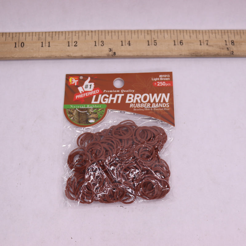 (250-Pk) Beauty Town Rubber Band Pony Tail Holder Scrunchies Light Brown 01013