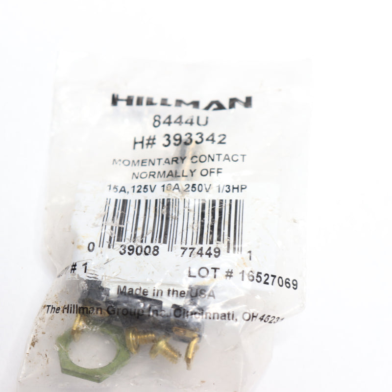 Hillman Momentary Switch Screw Terminal Plastic/Steel 10/15 A 125/250V 393342