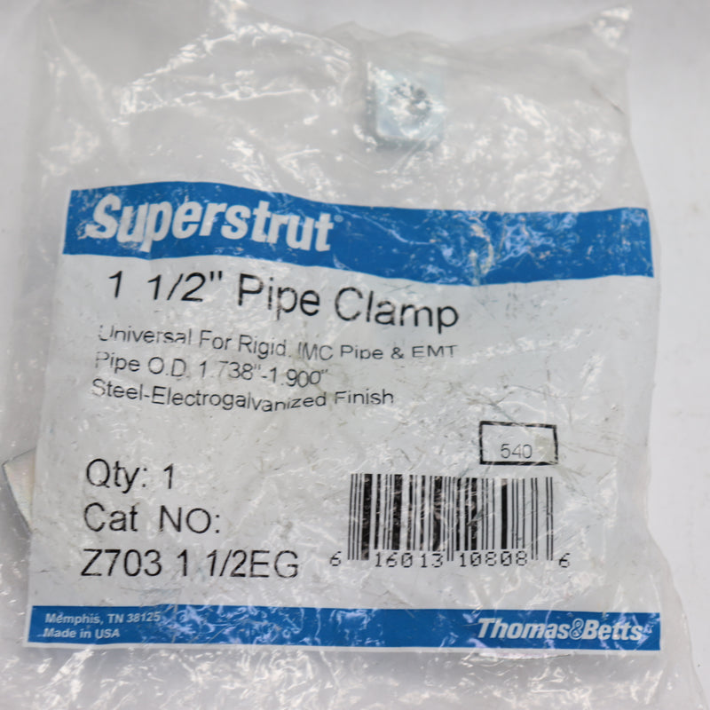 Superstrut Universal Strut Pipe Clamp Electrogalvanized 1-1/2" Z703