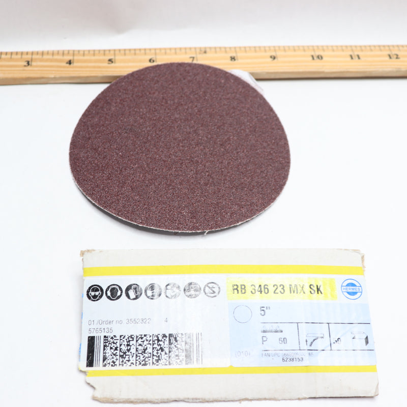 (90-Pk) Hermes Sanding Discs Aluminum Oxide 60 Grit 5" RB 346 23 MX SK