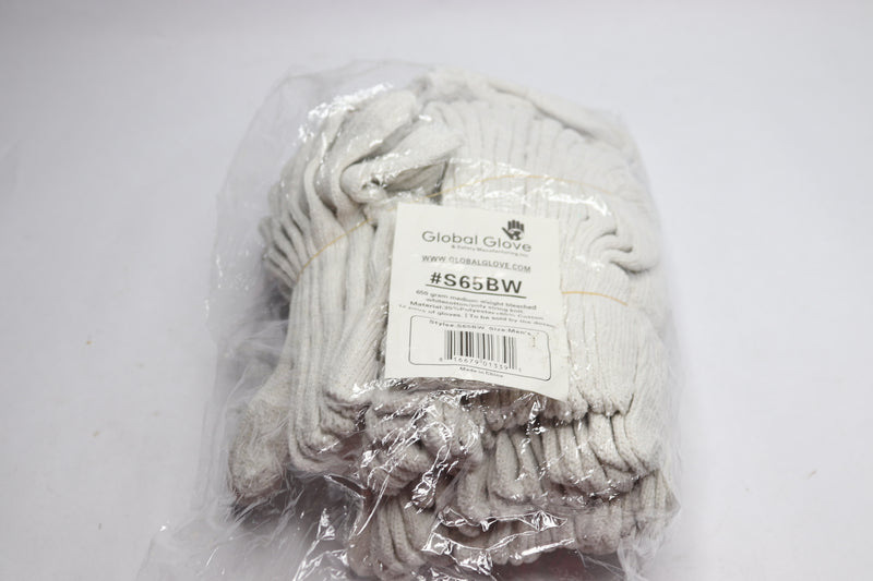(12-Pairs) Global Glove Bleached White String Knit Gloves S65BW