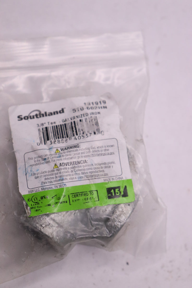 Southland Tee Galvanized Malleable Iron 3/8" 510-602HN