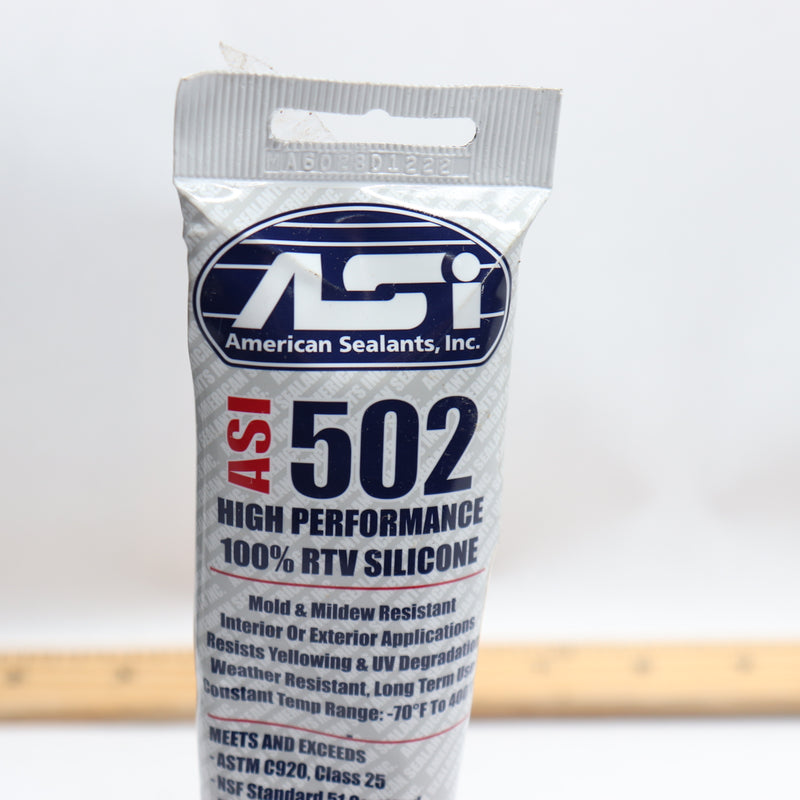 ASI Food Grade 100% RTV Silicone Sealant White 2.8 Oz 502