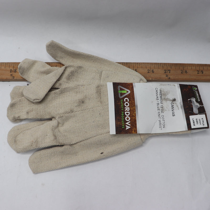(Pair) Cordova Wrist Gloves Canvas Standard Weight Blue Large 22101