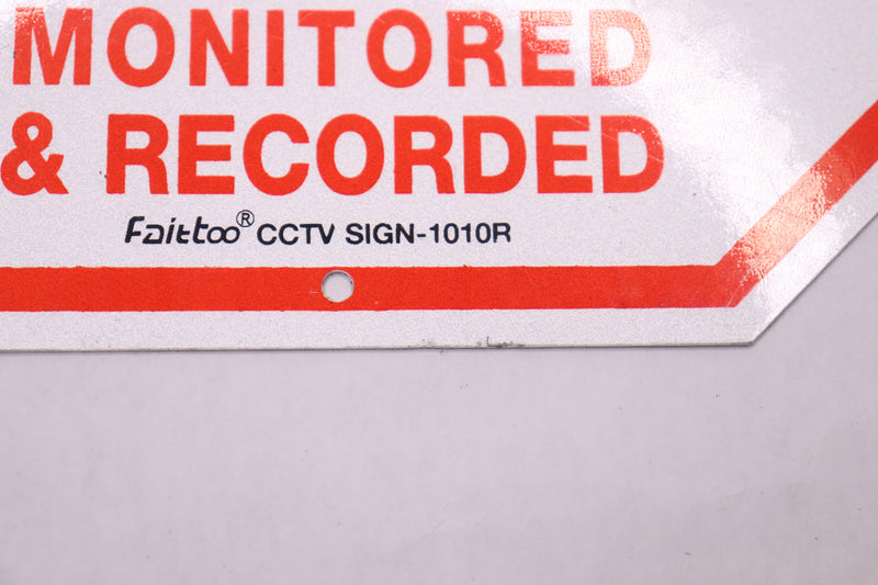(2-Pk) Faittoo Video Surveillance Sign Rust Free .040 Aluminum Red 10" x 10"