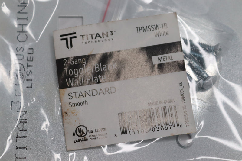 Titan3 Toggle/Blank Standard Wall Plate Metal 2-Gang White TPMSSW-TB
