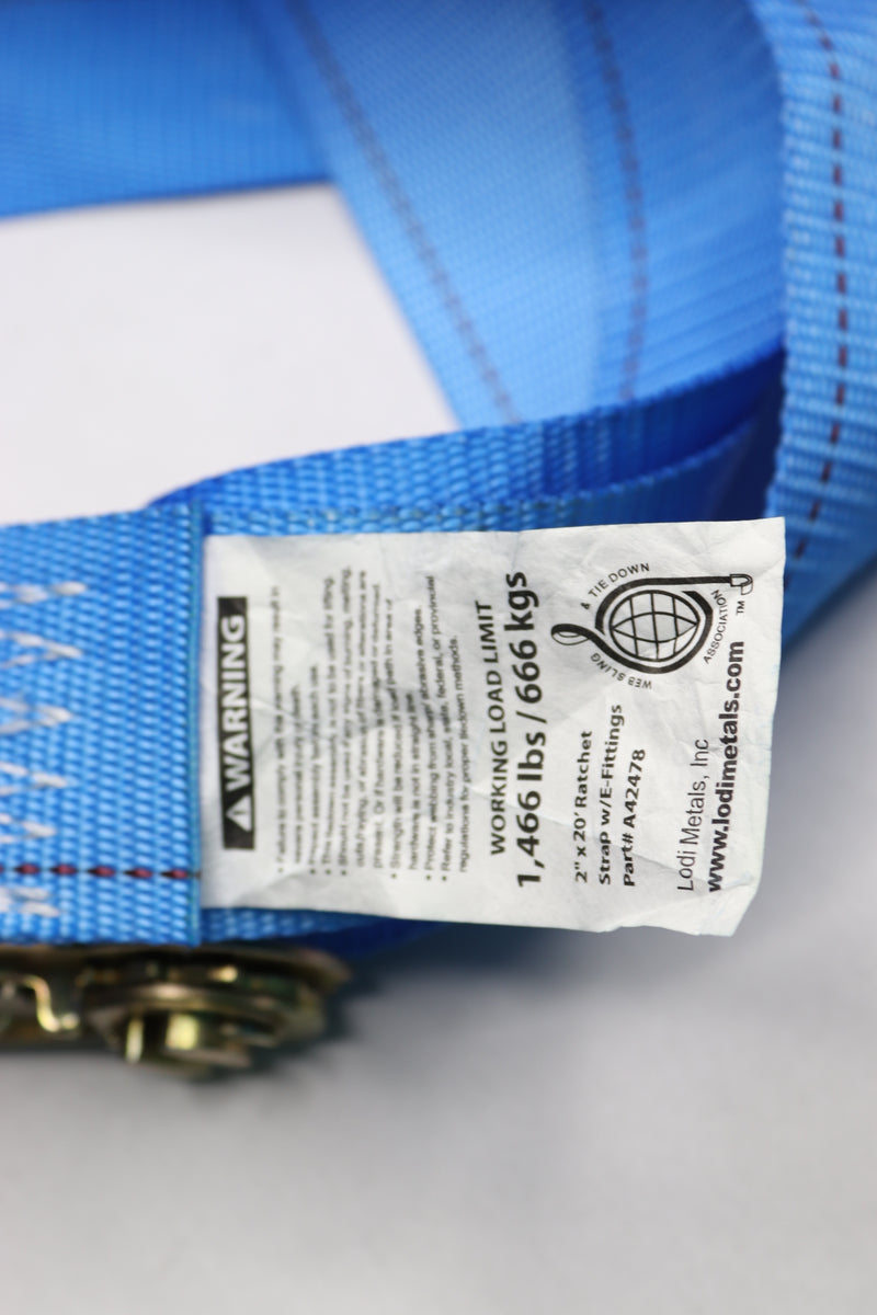 Cam Buckle E-Strap with Hook and Loop Storage Fastener Blue 20 ft. x 2"