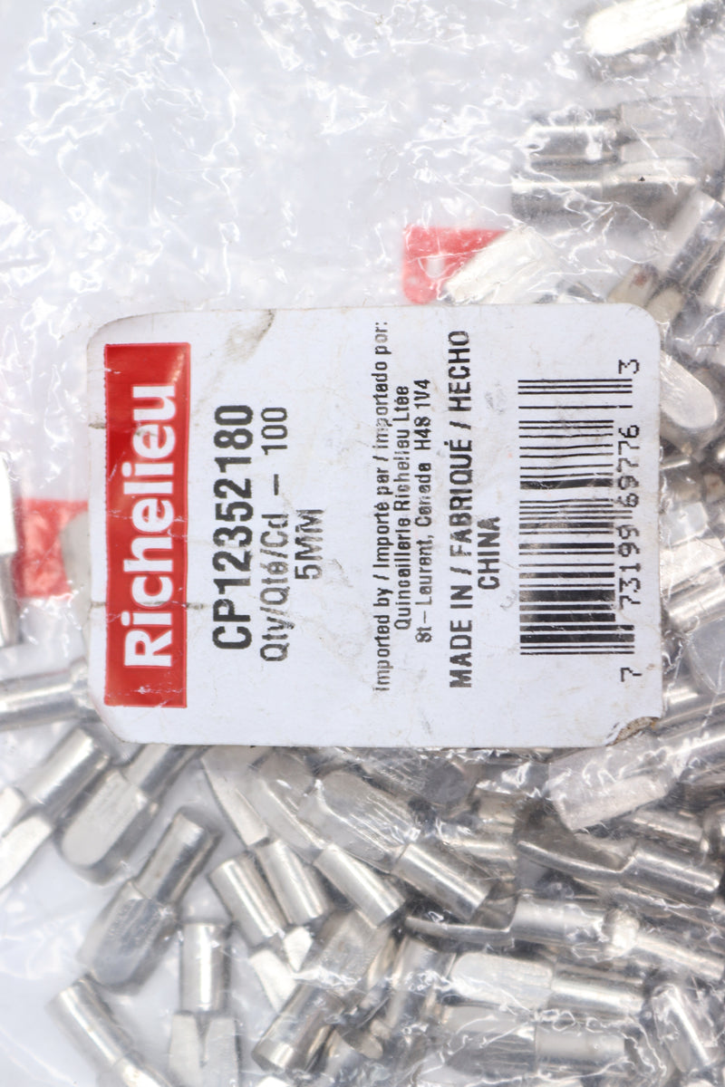 (100-Pk) Richelieu Shelf Pin w/ Fin Stop Cabinet Support Pegs 5mm CP12352180