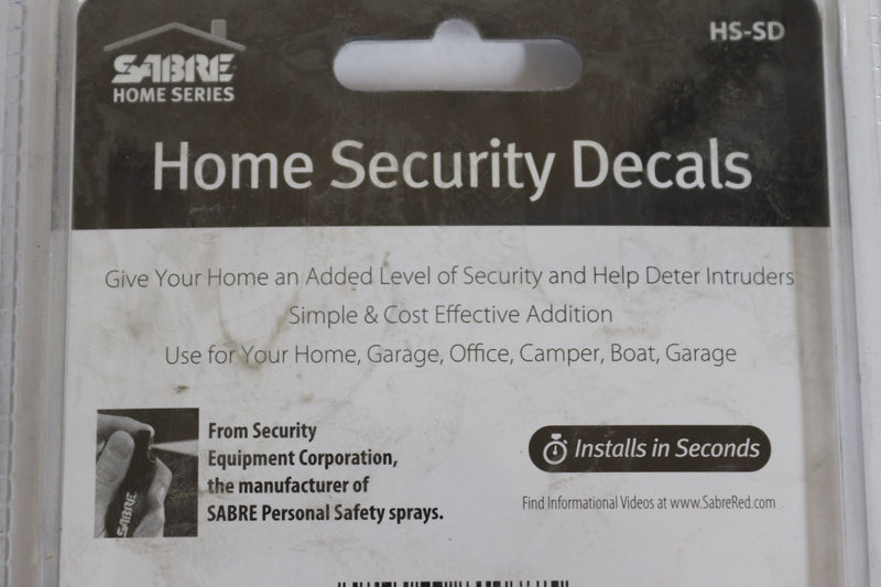 (5-Pk) Sabre Home Security Decals Plastic Red HS-SD