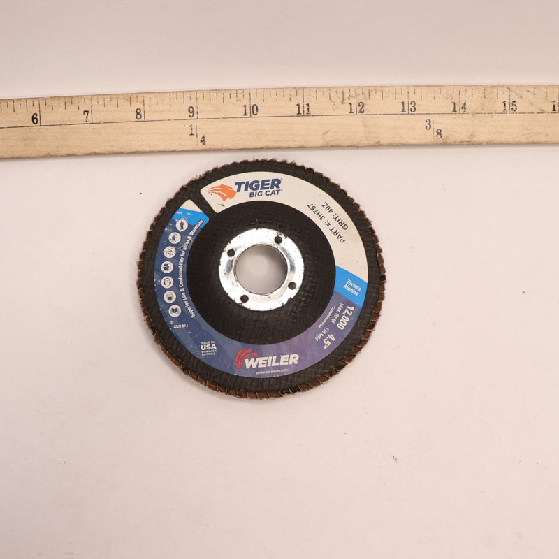Weiler Flap Disc Type 27 Zirconia Alumina 40 Grit 4-1/2" x 7/8" 3H757