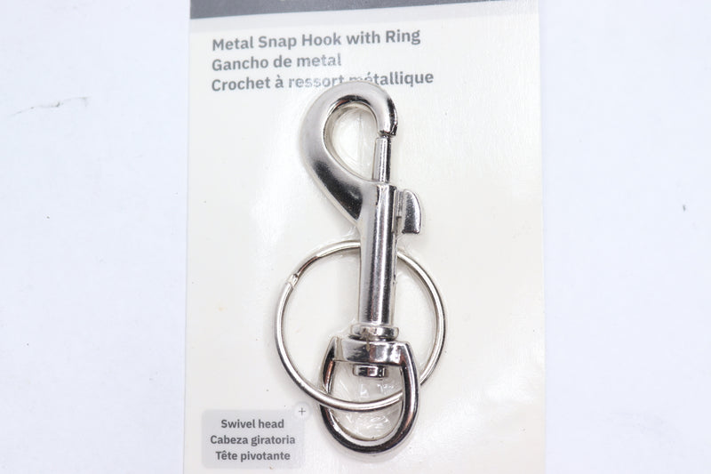 Minute Key Belt Snap Hook With Ring Metal Nickle Plated Silver 9976597