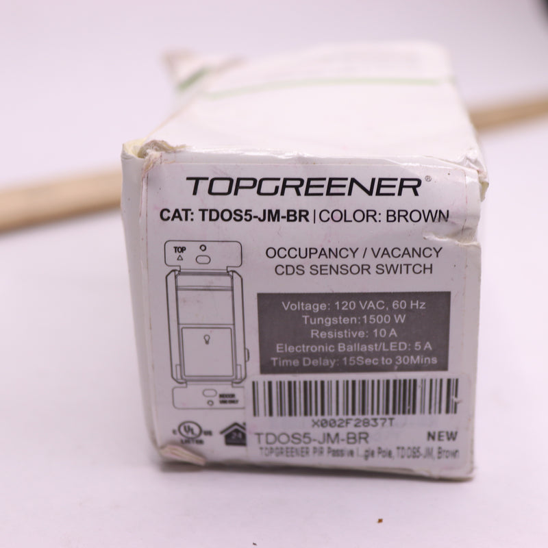 Topgreener PIR Motion Sensor Switch Ambient Light Level Detector Brown