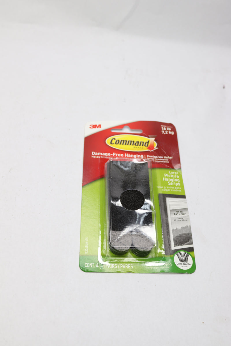 (4-Pk) 3M Command Picture Hanging Strips Large Black 17206BLK