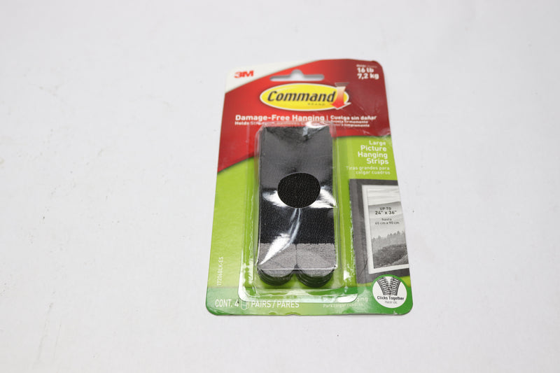 (4-Pk) 3M Command Picture Hanging Strips Large Black 17206BLK