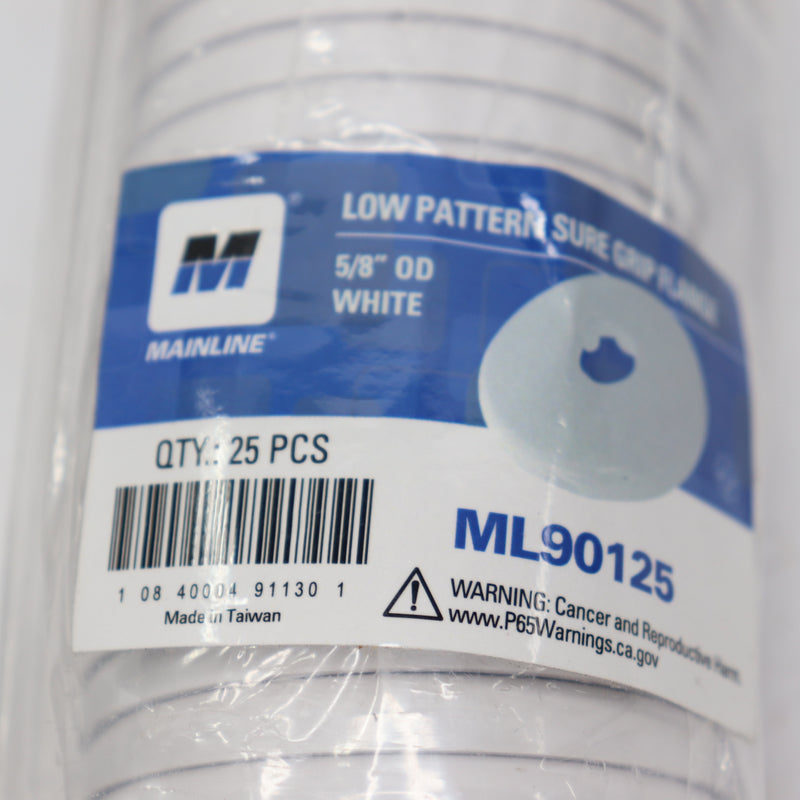 (25-Pk) Mainline Low Pattern Low Grip Flange White 5/8" OD ML90125