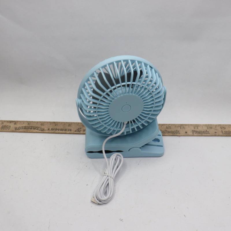 Beskar Portable Small Clip Desk Fan with Strong Airflow 3 Speeds Blue ZLS-E300
