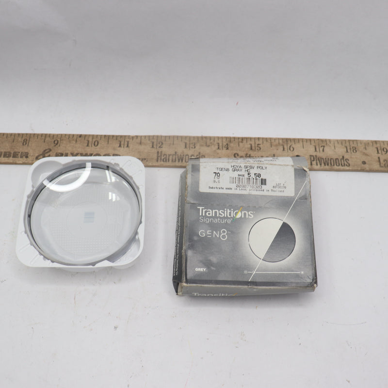 Transitions Gen8 Hoya SFSV Polycarbonate Lense Gray 5.50 Base 0090719303