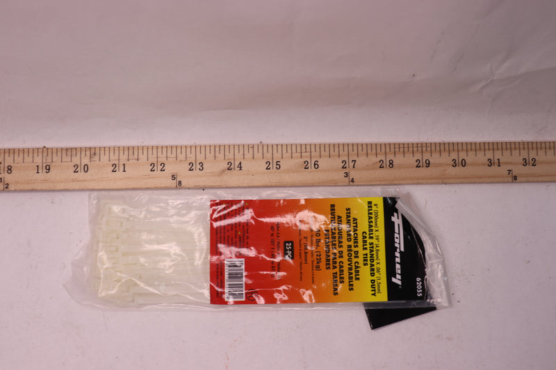 (25-Pk) Forney Cable Ties Natural Releasable Standard Duty 50 Lbs. 8" 62055