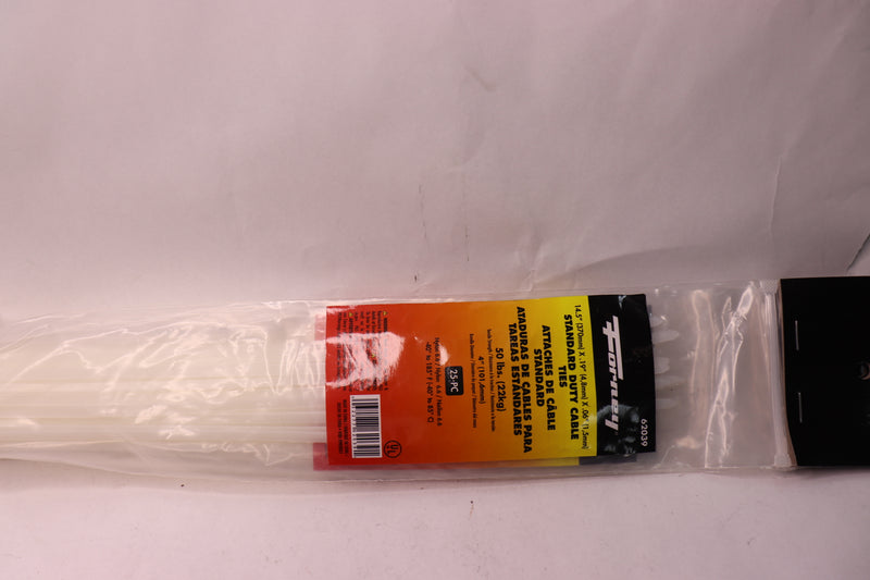 (25-Pcs.) Forney Natural Standard Duty Cable Ties 14-1/2" 62039