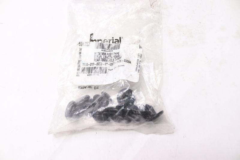 (10-Pk) Imperial Supplies Keyhole Push In Rivet Nylon Black 8mm x 20mm 8917570