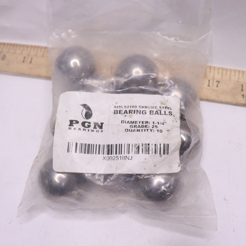 PGN Bearings AISI 52100 Chrome Steel Bearing Balls Grade 25 1-1/4" Diameter