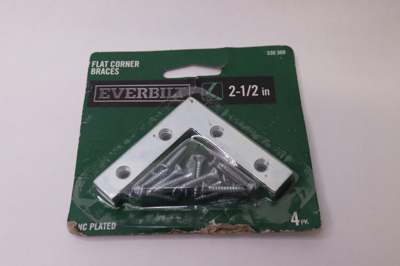 (4-Pk) Everbilt Corner Brace Flat Zinc Plated Metal 2-1/2" 15295